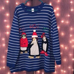 Gangster penguin Christmas sweater